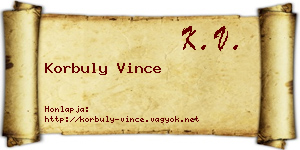 Korbuly Vince névjegykártya