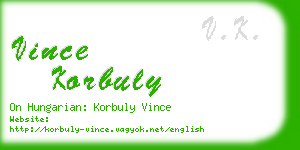 vince korbuly business card